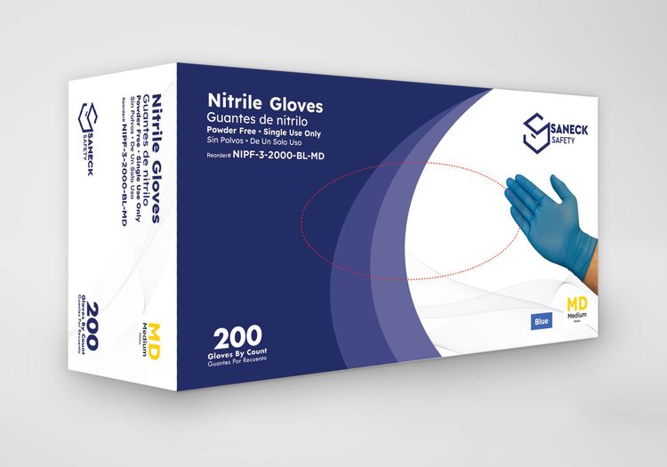 Blue Nitrile Powder Free 3.0 Mil Gloves