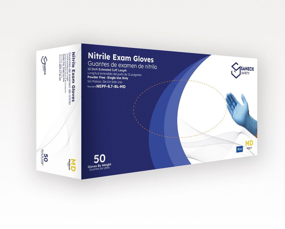 Blue Nitrile Chemo Exam 8.7 Mil 12" Cuff Gloves
