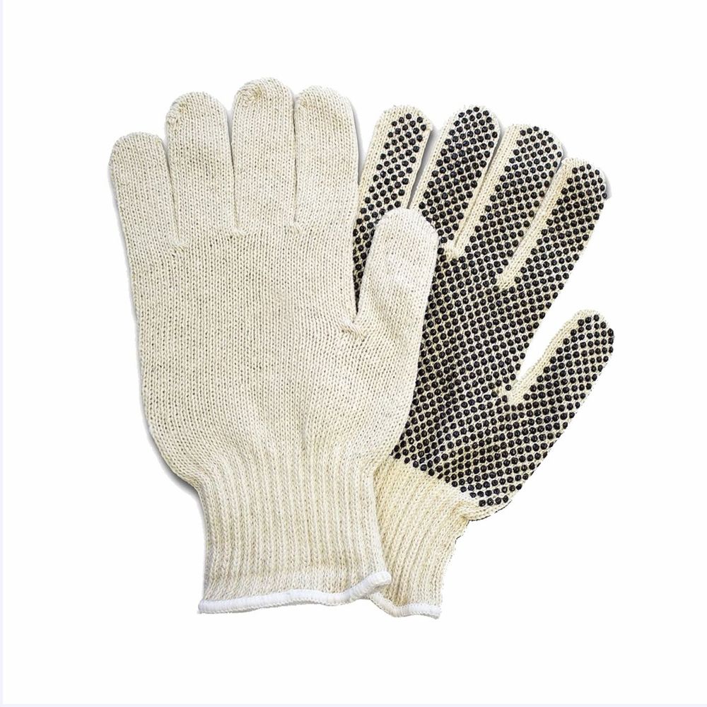 1-Sided Black Dotted PVC String Knit Gloves