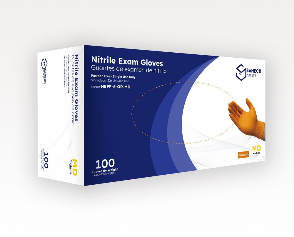 Orange Nitrile Chemo Exam 6 Mil Gloves