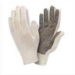 View 2 of 1-Sided Black Dotted PVC String Knit Gloves