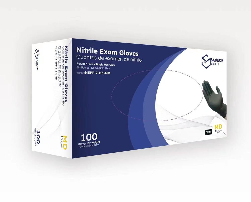 Black Nitrile Chemo Exam 7 Mil Gloves